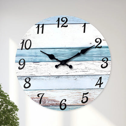 Horloge murale en bois imitation planche de bois
