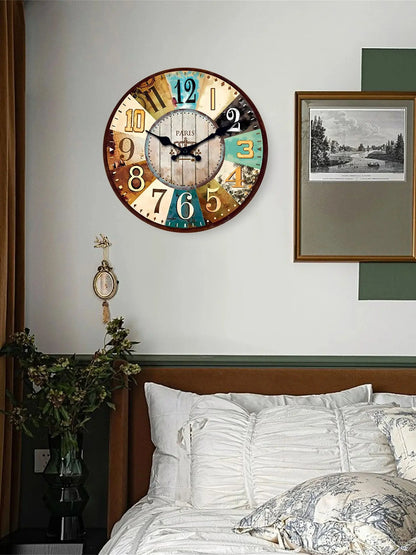 Horloge murale vintage en bois style méditerranée