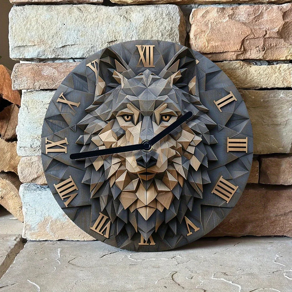 Horloge murale vintage tête de loup
