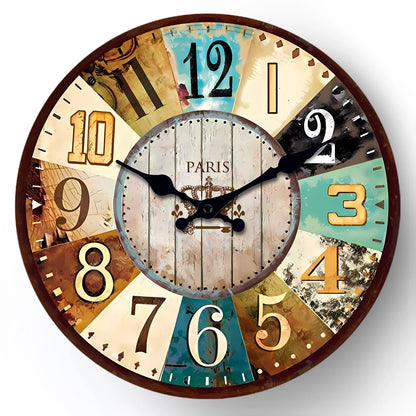 Horloge murale vintage en bois style méditerranée